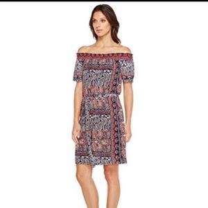 Lucky Brand boho off shoulder belted summer dress